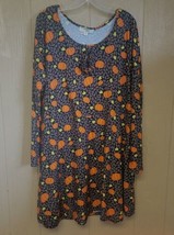 No Comment Plus NY-LA Fall Dress Brown Pumpkins Leaves sz 3X with Hair Tie - £15.32 GBP