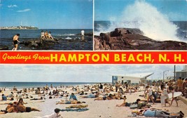 Hampton Spiaggia Nuovo Hampshire Greetings From-Multi Vista Cartolina 1967 Psmk - £6.38 GBP