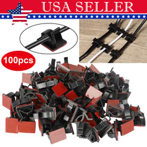 100 Pcs Cable Clips Self-Adhesive Cord Management Wire Holder Organizer Clamp Us - £15.81 GBP