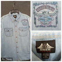 Biker Design Denim Vest Myrtle Beach 2008 3XL Spring Rally Distressed - $23.05