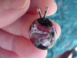 (#DL-259) Dichroic Fused Glass Pendant Jewelry Red Black Silver - £15.73 GBP