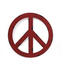Rustic Red Metal Antiqued Groovy Peace Hanging Sign Home Door Decoration 12&quot; - £12.42 GBP