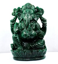 NATURAL GREEN QUARTZ 13565 CTS 8&quot;INCH LORD GANESHA STATUE FOR HOME DECOR - £467.02 GBP