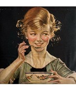 Kelloggs Toasted Corn Flakes 1915 Advertisement Girl Eats Cereal Lithogr... - $82.71 CAD