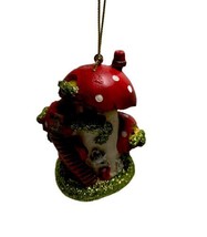 Kurt Adler Christmas Ornament  Red Mushroom House Hang Painted Resin 2.5 inch - £11.24 GBP