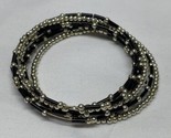 Beaded Black and Silver Wrap Bracelet Estate Fashion Jewelry Find KG - $9.89