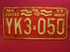 LICENSE PLATE Car Tag 1976 1977 MISSOURI 200 YRS YK3 050 [Y13B - £9.10 GBP