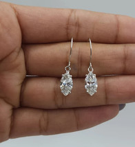 1Ct Marquise  Lab-Created Diamond Solitaire DangleEarrings 14K White Gold Plated - $120.62