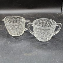 Mid Century Anchor Hocking Glass Stars And Bars Sugar And Creamer Set Vintage - £11.59 GBP