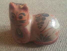 V. Silva Tonala CAT Pottery Handmade Mexican Mexico Painted Folk Art Vintage? - £39.95 GBP