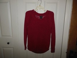 Ladies Calvin Klein Jeans Chunky Knit Red Sweater Small - £11.98 GBP
