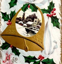 Christmas Victorian Greeting Card Gold Bells Embossed 1900s Postcard PCB... - $364.42 MXN