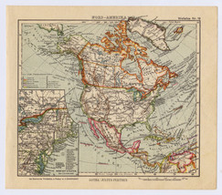 Ca 1935 Vintage Map Of North America United States Canada Caribb EAN Alaska - £13.37 GBP