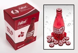 Fallout 4 Nuka Cola Cherry Glass Rocket Bottle + 10 Bottle Caps Replica Figure - £118.51 GBP