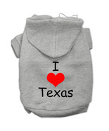 I Love Texas Screen Print Pet Hoodies Grey Size XXXL  - $37.87