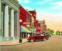 South Central Avenue Marshfield Wisconsin WI Vtg Linen Postcard 1938 Cars Signs - £3.06 GBP