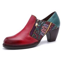Johnature Pumps Women Shoes 2021 New Autumn Retro Handmade Genuine Leather Comfo - £70.61 GBP
