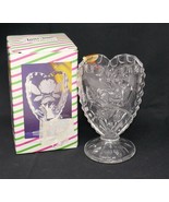 Anna Hutte Bleikristall Heart Shaped 24% Lead Crystal Etched 5&quot; Flower Vase - $15.99