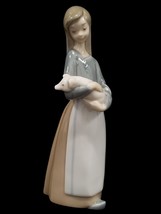 LLADRO Hand Made Spain &#39;Girl with Pig&#39; Figurine #1011 Glossy - $97.02
