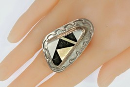 Grand Zuni Géométrique Incrustation Argent Sterling Bague Sz: 6.25 - $1,946.67 MXN