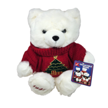 VINTAGE 1997 KMART CHRISTMAS WHITE TEDDY BEAR W/ SWEATER STUFFED ANIMAL ... - $65.55