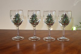 Set Lot of 4 Vintage Spode Christmas Tree Wine Glasses England 7.25&quot; Goblet - $445.62 MXN