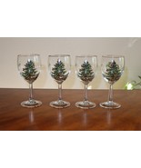 Set Lot of 4 Vintage Spode Christmas Tree Wine Glasses England 7.25&quot; Goblet - $24.99