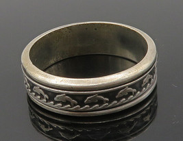 925 Sterling Silver - Vintage Dolphin Pattern Large Spinner Ring Sz 14 - RG15664 - £38.58 GBP