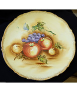 VTG Artist Signed Decorative porcelain hand painted Fruits Grapes 10.5&quot; ... - £51.43 GBP