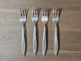 Lot of 4 Holmes Edwards Rhythmic Deep Silver Salad Fork Modern - £11.80 GBP