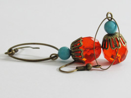 Orange Earrings Orange Jewelry Fashion Jewelry Anthropologie Earrings Turquoise  - £12.99 GBP