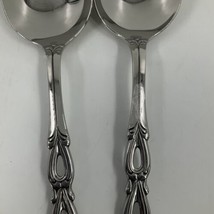 Oneida Community CHANDELIER Pierced Stainless Flatware 8 3/8 Serving Spoon Set 2 - £39.56 GBP