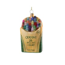 CRAYON BOX ORNAMENT 4.5&quot; Glass Christmas Tree Retro Childhood Memories A... - $23.95