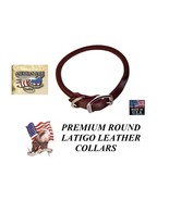 PREMIUM USA MADE LATIGO LEATHER Heavy Duty ROLLED ROUND DOG COLLAR*BROWN... - £15.23 GBP+