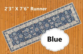 Throw Rug Blue Oriental Long Hall Runner Area Accent Mat Carpet Scatter 2x8  - £110.08 GBP