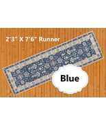 Throw Rug Blue Oriental Long Hall Runner Area Accent Mat Carpet Scatter ... - £109.97 GBP