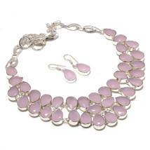 Rose Quartz Pear Shape Handmade Fashion Ethnic Necklace Set Jewelry SA 4551 - £22.74 GBP