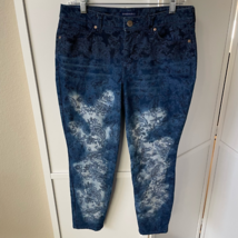 Bandolino Women Lisbeth Crop Jeans Blue Ombre Paisley Stretch Pockets Denim Sz 6 - £15.68 GBP