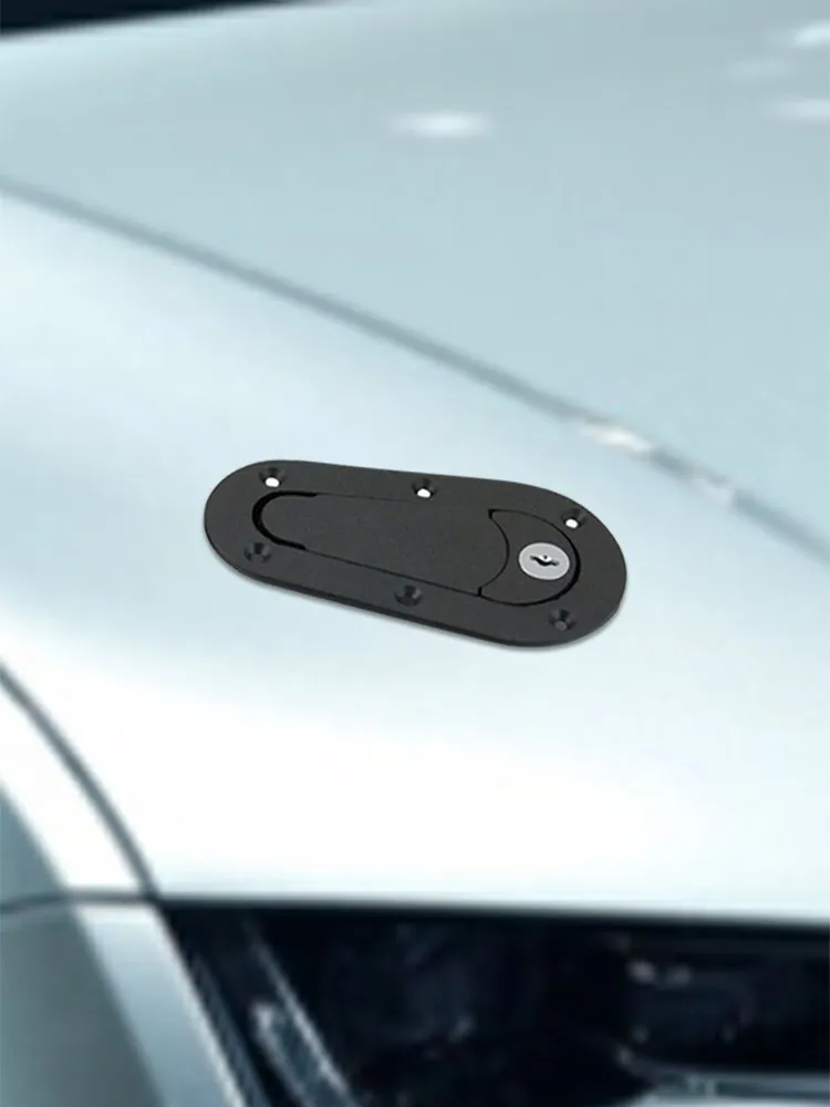 Universal Car Hood Pin Lock Kit Refitting With Keys Black Engine Cover Latch L - £23.04 GBP