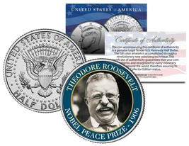 Theodore Roosevelt * 1906 Nobel Peace Prize * Colorized Jfk Half Dollar Us Coin - £6.84 GBP