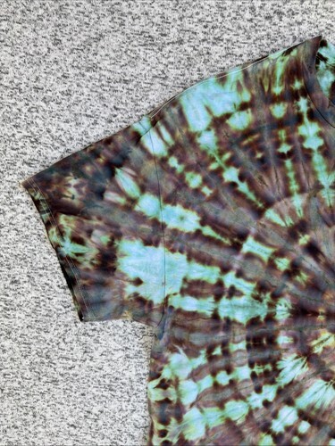 NEW Gilden Men’s Bright Green Brown Spiral Ice Tie Dye Short Sleeve Shirt 2XL Item image 3