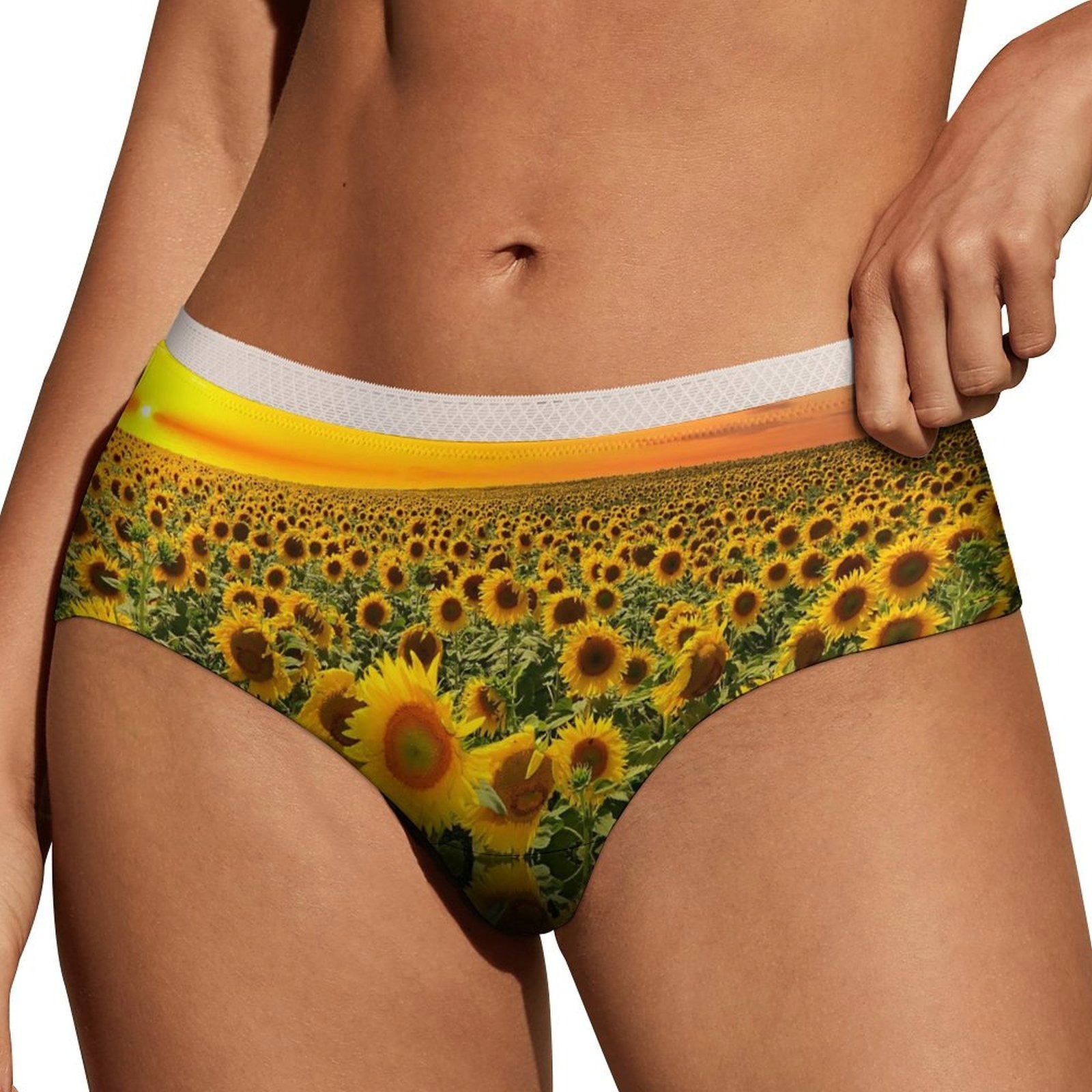 Floral Sunflowers Panties for Women Lace Briefs Soft Ladies Hipster Underwear