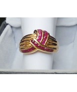 ESTATE .50 TCW NATURAL RUBY CROSSOVER RING, CHANNEL SET 14 kt Gold 3.8 g... - £275.42 GBP