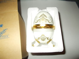 New in Box Avon 2000 Rare Elegance Porcelain Egg with Clock Ivory w/ Gold  - $20.00