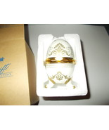 New in Box Avon 2000 Rare Elegance Porcelain Egg with Clock Ivory w/ Gold  - $20.00
