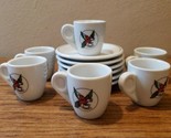 LOUMIDIS PAPAGALOS GREEK COFFEE ADVERTISIGN SET OF SIX CUPS AND SAUCERS - $49.99