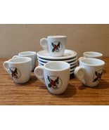LOUMIDIS PAPAGALOS GREEK COFFEE ADVERTISIGN SET OF SIX CUPS AND SAUCERS - £39.30 GBP