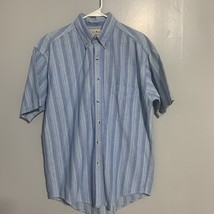 L.L. Bean Men&#39;s  Blue Stripe Short Sleeve Shirt V638 Size M - $12.87