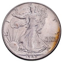 1943 Walking Liberty 50C Half Dollar in Choice BU Condition Excellent Eye Appeal - £41.56 GBP