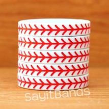 An item in the Sporting Goods category: 10 Baseball Theme Wristbands. Quality Debossed Color Filled Wrist Band Bracelets